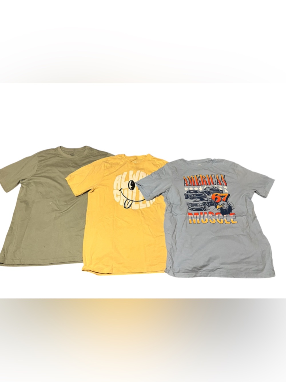 Kids Bundle of Short Sleeve Tees - Yellow, Gray, Green XXL (18) Preloved